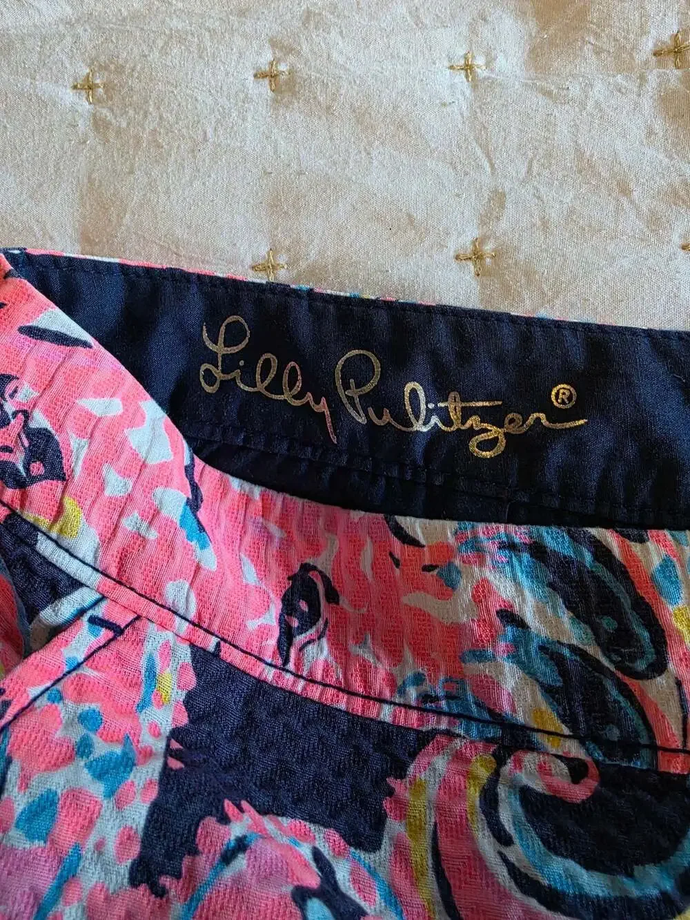 Lilly Pulitzer The Buttercup Short Size 2 Navy Floral Pattern